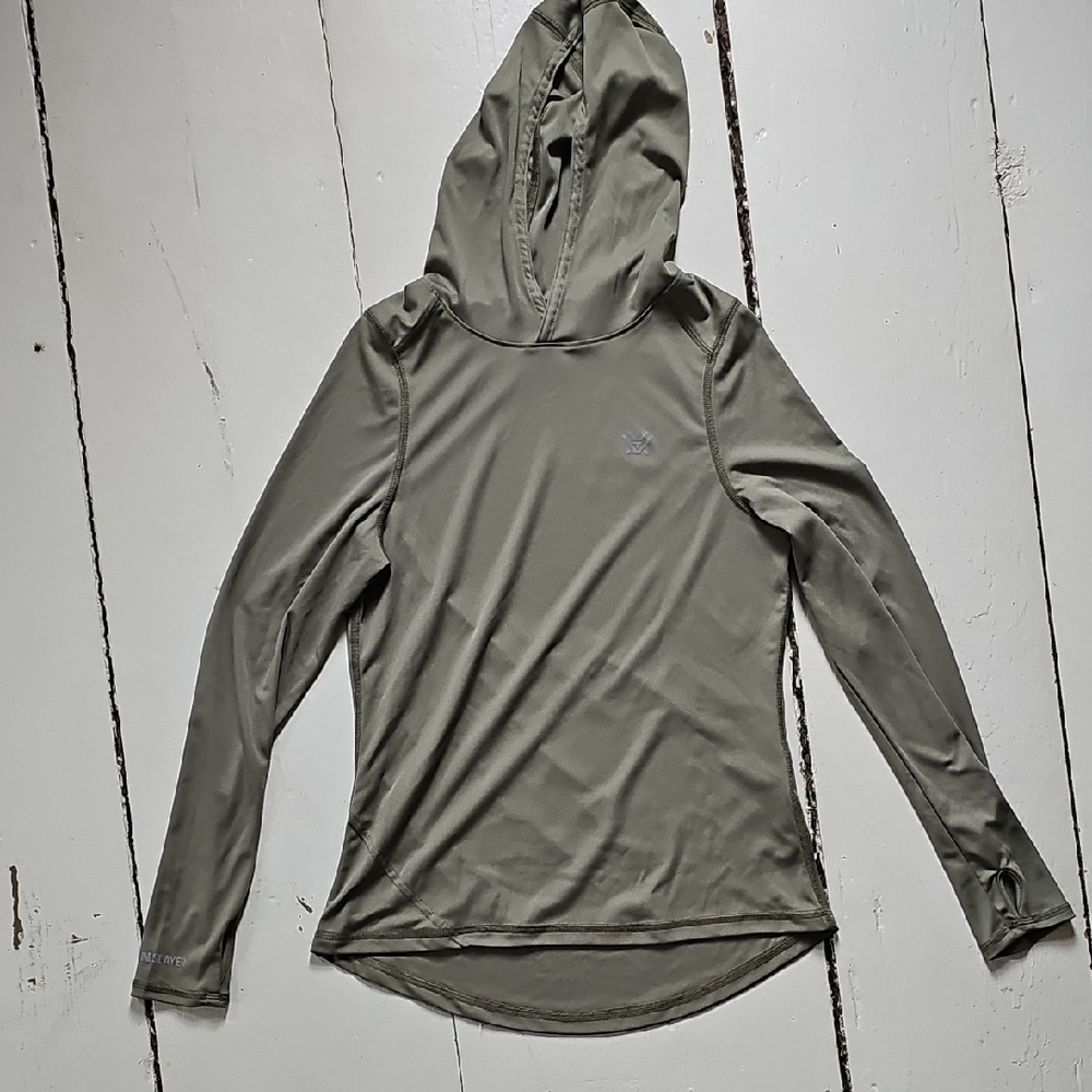 Vortex Olive Green Hooded Long Sleeve Top